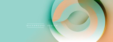 Soyut tasarım katmanlı daireler, yumuşak renkler. Turkuaz arka plan şeftali ve gri tonları tamamlar. Minimalist estetik, modern his.