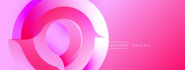 Soyut pembe tasarım, üst üste binen daireler, gradyanlar. Modern estetik, canlı renkler, basit kompozisyon. Dijital projeler için arkaplan ögesi.