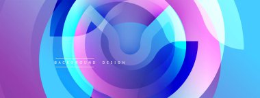 Soyut geometrik katmanlar canlı mor, mavi, pembe gradyan oluşturur. Arkaplan ve sunumlar için modern tasarım ögesi.