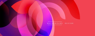 Soyut, canlı, üst üste binen çemberler dinamik eğimli arkaplan oluşturur. Modern tasarım elementleri enerji, akış, yenilik önerir.