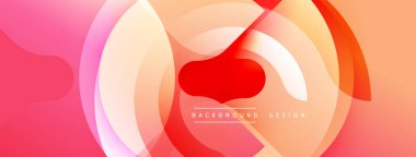 Soyut tasarım özellikleri üst üste binen daireler, gradyanlar. Sıcak renkler baskın gelir, modern görsel efekt yaratır. Metin arkaplan tasarımı okur.