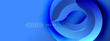 Soyut mavi katmanlar dinamik görsel efekt yaratır. Modern tasarım üst üste binen şekiller, gradyanlar, pürüzsüz geçişler.