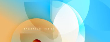 Soyut tasarım akışkan şekiller, gradyanlar içerir. Renkler arasında mavi, turuncu, beyaz var. Modern estetik, arka planlar için uygun.