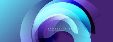 Soyut mavi mor katmanlar dinamik dairesel tasarım yaratır. Metin elementi ile modern arkaplan, düz gradyanlar mevcut.
