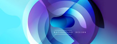 Soyut mavi mor tasarım. Üst üste binen daireler dinamik görsel efekt yaratır. Sunumlar ve web siteleri için modern arkaplan.