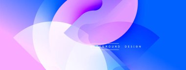 Soyut gradyanlar harmanlanarak dinamik eğriler oluşturur. Yumuşak pembeler, maviler kompozisyona hakim. Dijital projeler için modern tasarım ögesi.