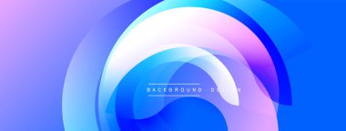 Soyut arkaplan özellikleri katmanlı dairesel şekiller. Renkler mordan maviye geçerek dinamik görsel efekt yaratır. Modern tasarım ögesi.