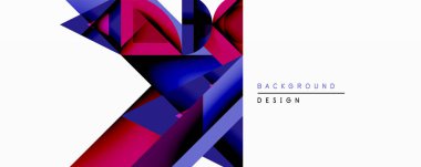 Soyut geometrik bileşim. Canlı mor, mavi, kırmızı gradyanlar dinamik şekiller yaratır. Modern tasarım unsuru arka planlar, sunumlar, markalaşma için uygun. Minimalist estetik.