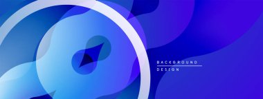 Soyut mavi tasarım üst üste binen şekiller, gradyanlar. Modern estetik, arka planlar ve sunumlar için uygun. Mevcut en küçük metin.