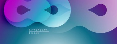 Soyut eğim arkaplanı. Üst üste binen şekiller, mor ve mavi renkler kullanarak dinamik akış yaratır. Modern tasarım ögesi.