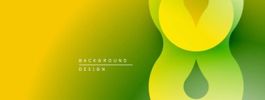 Soyut sarı, yeşil eğim. Üst üste binen şekiller dinamik görsel efekt yaratır. Arkaplan ve sunumlar için modern tasarım.