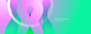 Soyut çiçek şekilleri canlı mor, pembe ve yeşil renkleri harmanlarlar. Pürüzsüz gradyanlar modern, akan arkaplan tasarımı yaratır.