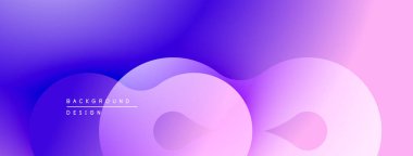 Soyut sıvı şekilleri mor, mavi ve pembe renkleri harmanlar. Modern tasarım yumuşak, akışkan görsel deneyimler yaratır. Gradyan arkaplan.
