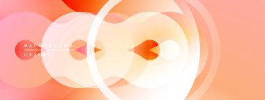 Soyut gradyan şekiller, daireler, çizgiler modern arkaplan oluşturur. Sıcak renkler kompozisyona hakim, pürüzsüz görsel akış sağlıyor.