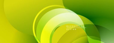 Soyut yeşil arkaplan. Pürüzsüz akış şekilleri dinamik görsel efektler yaratır. Işık eğimleri derinlik ekler, modern estetik.