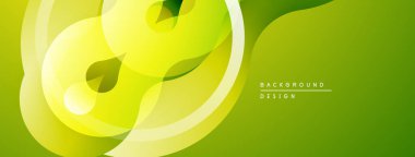 Soyut yeşil tasarım. Pürüzsüz şekiller örtüşür, dinamik görsel akış yaratır. Işık eğimleri derinliği ve tazeliği gösteriyor. Minimalist estetik.