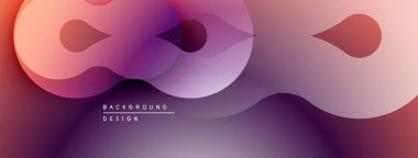 Soyut sıvı şekilleri, değişken renkler. Mor, pembe renkler tasarımda baskın. Modern, dinamik kompozisyon görsel ilgi yaratıyor.