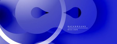 Soyut mavi tasarım, üst üste binen daireler, gradyanlar, akan şekiller. Minimalist kompozisyon modern görsel efekt yaratır.