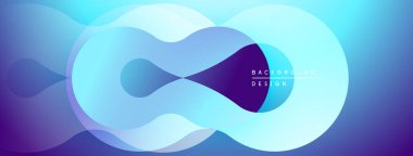 Soyut mavi tasarım, üst üste binen daireler oluşturarak sonsuzluk sembolü oluşturur. Gradyan gölgeler derinlik sağlar, modern estetik.