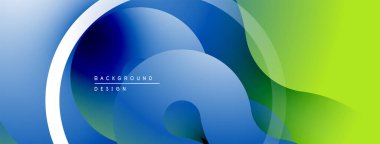 Soyut sıvı şekilleri, mavi yeşil gradyanlar. Modern tasarım öğesi, düz eğriler, dinamik kompozisyon. Projeler için arkaplan dokusu.