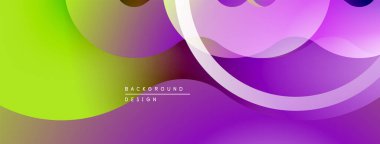 Soyut eğimler harmanlanarak düzgün eğriler oluşturur. Canlı mor, yeşil renkler tasarımda baskın. Modern, akıcı estetik.
