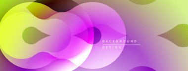 Soyut renkli şekiller örtüşüyor, canlı gradyanlar yaratıyor. Yumuşak kıvrımlar akıcılığı, modern tasarım estetiğini akla getiriyor.