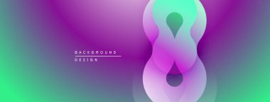 Soyut eğim arkaplanı. Mor, yeşil renkler düzgün bir şekilde harmanlanır. Merkezi şekil sonsuzluk sembolüne benzer, katmanlı biçimler derinlik yaratır.