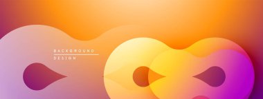 Soyut şekiller harmanlanır ve sıcak bir eğim yaratır. Yumuşak kıvrımlar kompozisyona hükmediyor, akıcılık ve hareket izlenimi veriyor. Minimalist tasarım.