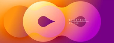 Soyut gradyan şekiller çakışıyor ve sonsuzluk sembolü oluşturuyor. Sıcak renkler turuncudan mora dönüşür. Modern tasarım ögesi.