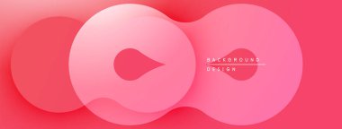 Soyut pembe tasarım, üst üste binen daireler, akışkan şekiller yaratıyor. Dereceli gölgeler derinlik ekler, modern estetik.