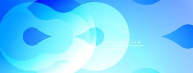 Soyut mavi şekiller çakışıyor ve akışkan dinamik bir zemin oluşturuyor. Yumuşak eğimler derinlik ve modern tasarım estetiğini akla getiriyor.