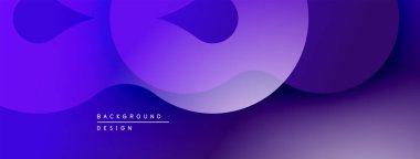 Soyut sıvı şekiller, gradyan maviler, morlar modern arka plan oluşturur. Düz eğriler, dinamik bileşim, görsel uyum mevcut.