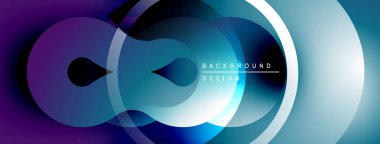 Soyut akışkan şekiller, canlı maviler, morlar modern tasarım yaratır. Gradyan renkler sorunsuz harmanlanarak, dinamik görsel efekt sunar.