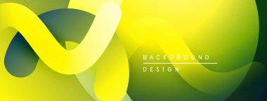 Soyut enerjik tasarım. Sarı, yeşil renkler düzgün bir şekilde harmanlanır. Modern akış şekilleri dinamik görsel etki yaratır. Minimalist stil.