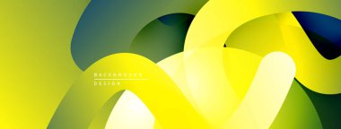 Soyut sarı, yeşil tasarım. Üst üste binen yuvarlak şekiller dinamik bileşimler oluşturur. Modern, minimalist estetik. Yumuşak gradyanlar görsel ilgi sunar.
