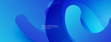 Soyut mavi dalgalar dinamik arkaplan yaratır. Yumuşak eğimler, akış şekilleri hareketi, derinliği akla getiriyor. Modern tasarım ögesi.