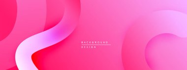 Soyut pembe arka plan. Düz eğriler dinamik, akışkan şekiller yaratır. Renkler yumuşak görsel cazibe sunar. Minimalist tasarım.