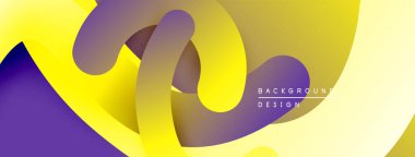 Soyut sarı, mor katmanlar dinamik akış şekilleri yaratır. Modern tasarım, pürüzsüz eğimler derinlik ve hareket.
