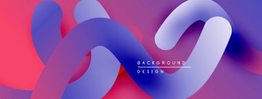 Soyut sıvı şekiller harmanlanır, canlı mor, pembe renkler yaratır. Modern tasarım hareketi çağrıştırıyor, derinliği. Düzen eğimleri kompozisyona hakim.