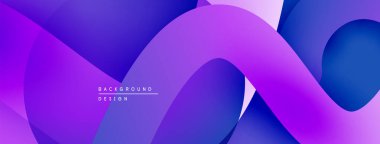 Soyut sıvı şekilleri, canlı mor, mavi gradyanlar. Modern tasarım, pürüzsüz kıvrımlar dinamik bileşim yaratır. Arkaplan ögesi.