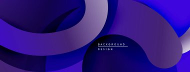 Soyut sıvı şekilleri, gradyanlar, mor renkler tasarımda baskın. Modern estetik, pürüzsüz geçişler dinamik bileşim yaratır.