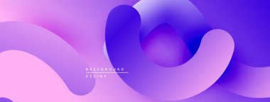 Soyut sıvı şekiller, canlı mor renkler, pürüzsüz gradyanlar modern arkaplan tasarımı yaratır. Minimalist estetik, dinamik kompozisyon.