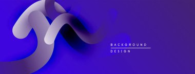 Soyut sıvı şekilleri mor gradyanlarla örtüşür. Arka planlar ve sunumlar için modern tasarım öğesi. Minimalist estetik.