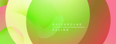 Soyut renkli arkaplan. Üst üste binen şekiller canlı ve pürüzsüz eğimler yaratır. Dijital projeler için modern tasarım ögesi.