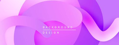 Soyut mor arkaplan. Pürüzsüz şekiller örtüşür, yumuşak eğimler yaratır. Metin elemanları mevcut olan minimalist tasarım.