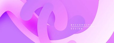 Soyut sıvı şekiller, canlı mor renkler, pürüzsüz gradyanlar modern arkaplan tasarımı yaratır. Minimalist estetik, yumuşak kıvrımlar kompozisyona hakim..