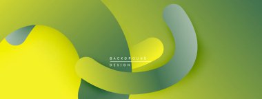 Soyut tasarım özellikleri üst üste binen sarı, yeşil şekiller. Modern estetik, pürüzsüz eğimler derinlik ve görsel uyum yaratır..