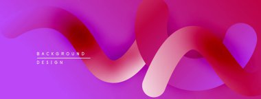 Soyut sıvı şekiller, canlı pembeler, morlar modern arka plan yaratır. Yumuşak eğimler hareketi, derinliği gösterir. Minimalist tasarım.