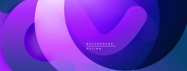 Soyut mor katmanlar dinamik arkaplan yaratır. Yumuşak eğimler, üst üste binen şekiller modern tasarım elementlerini akla getiriyor. Minimalist estetik.