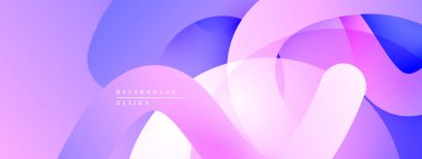 Soyut gradyan şekiller çakışıyor. Yumuşak mor, mavi renkler modern tasarım yaratır. Minimalist estetik, pürüzsüz geçişler görünür..